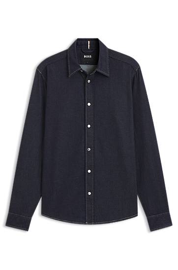 Košeľa BOSS Regular-fit Stretch Denim Shirt Navy | 50556188