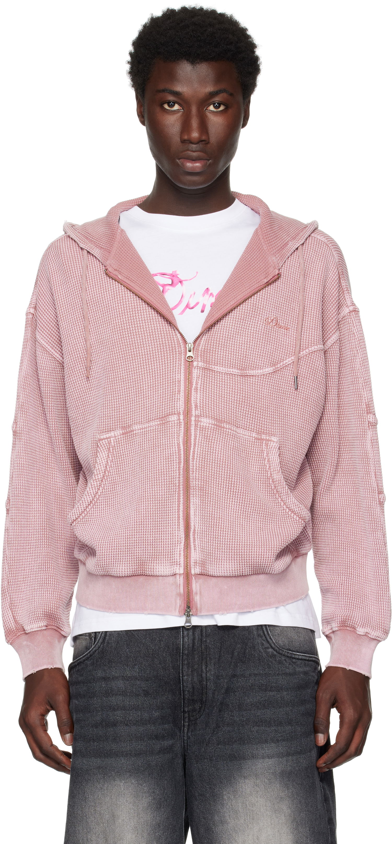 Mikina Dime Dime Premium Waffle Zip Hoodie Ružová | DIMESU258MAU, 0