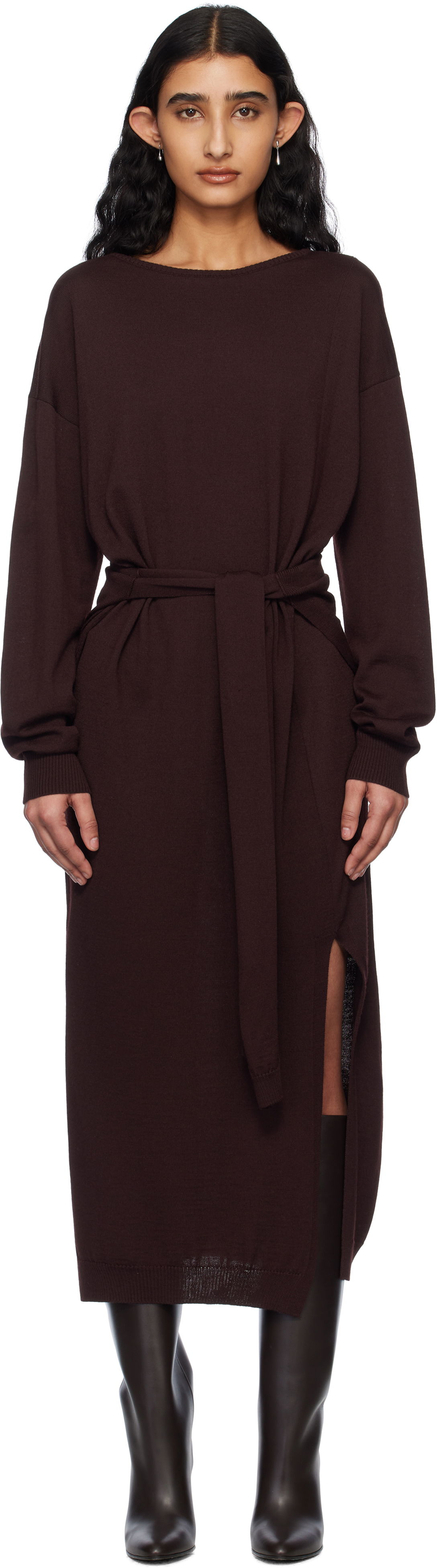 Šaty LEMAIRE LEMAIRE Trompe L'Oeil Knit Maxi Dress Vínová | DR1093 LK087, 0