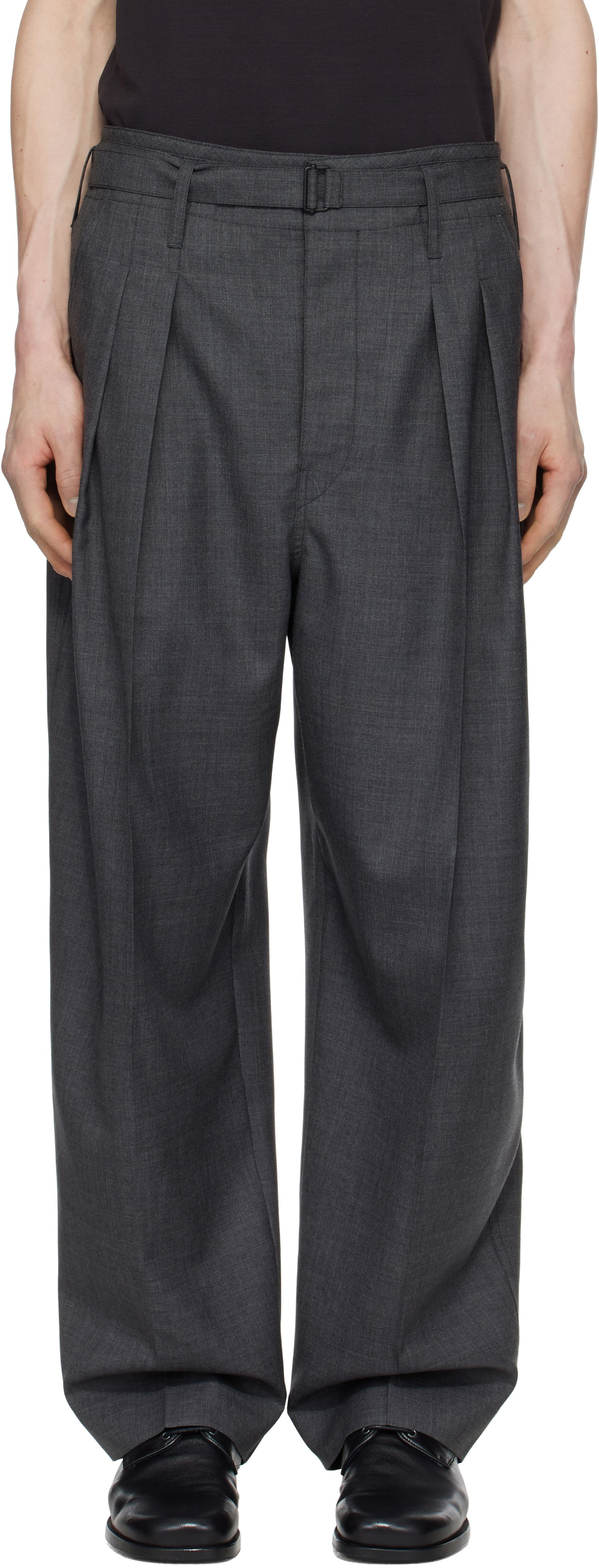 Nohavice LEMAIRE Lemaire Belted Pleated Trousers Šedá | PA1173 LF1386, 0
