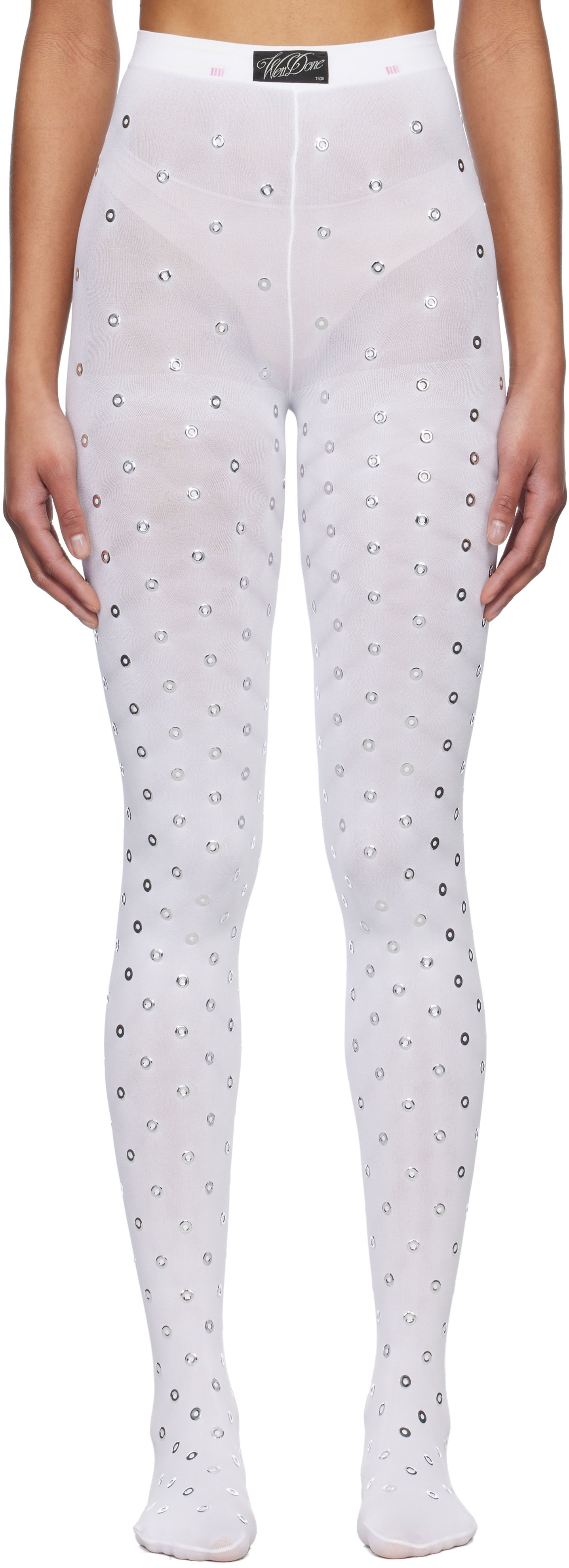 Ponožky We11done We11done Eyelet Tights Biela | WD-LE0-25-284-W-WH, 0