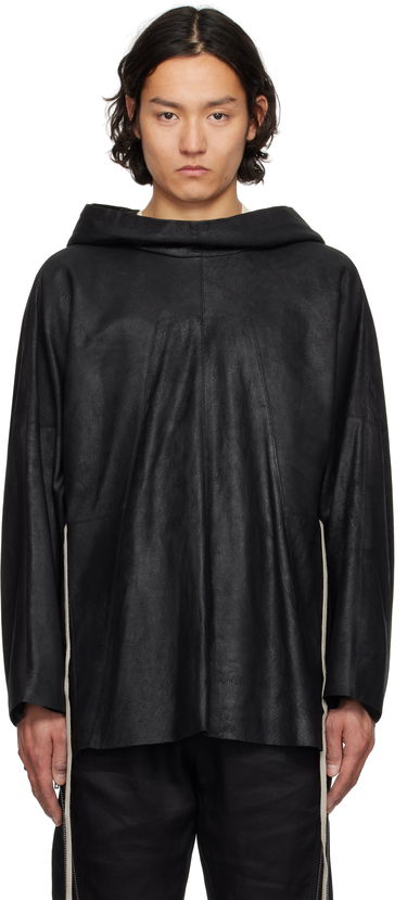 Mikina Rick Owens Rick Owens Hollywood Hooded Tunic Leather Jacket Čierna | RR01E5702 LBA, 0