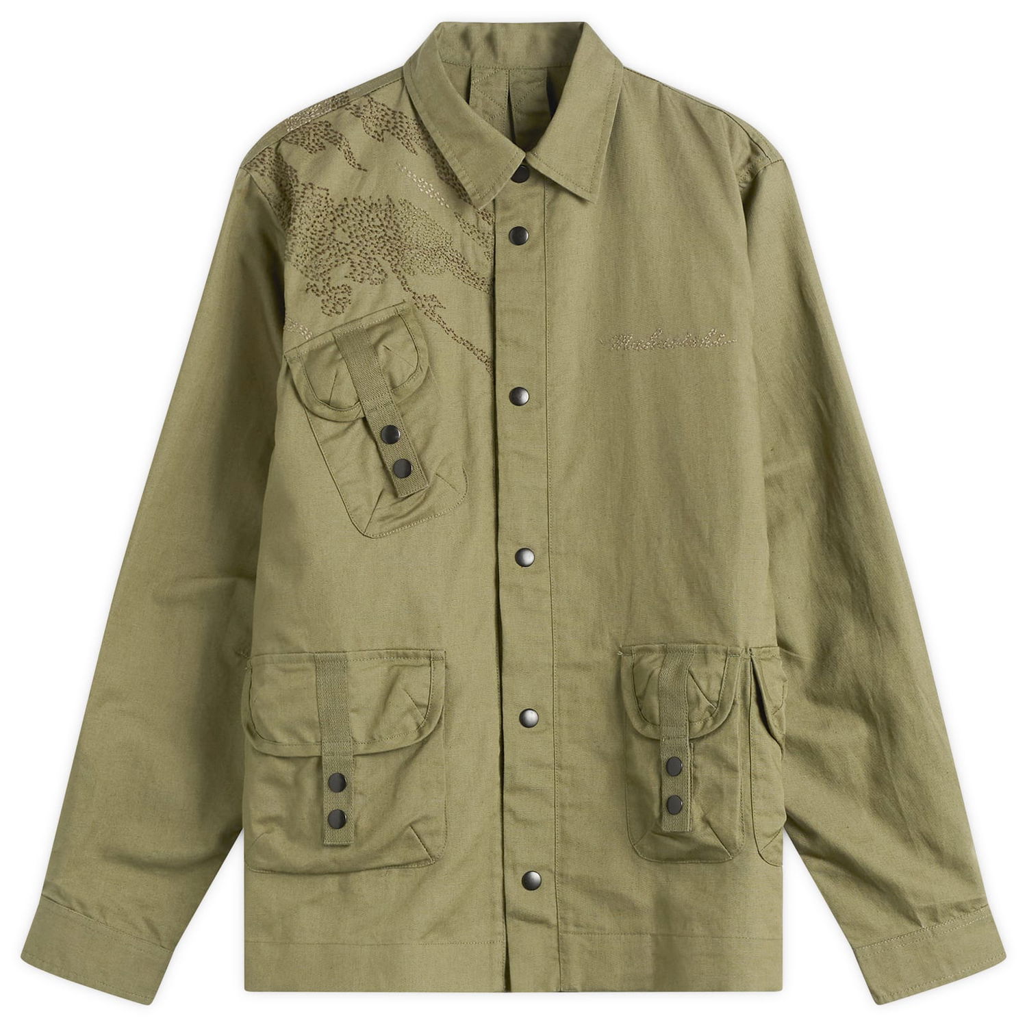Košeľa Maharishi M.A.L.I.C.E. Embroidered Utility Shirt Zelené | 7093-OLV, 1