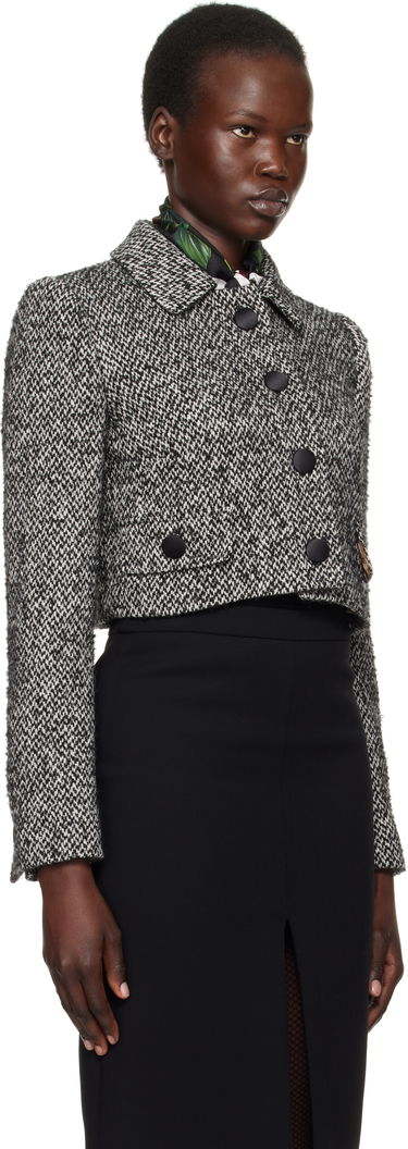 Kabáty Dolce & Gabbana Dolce&Gabbana Short Micro-Tweed Jacket Čierna | F26K6T GDCNC, 1