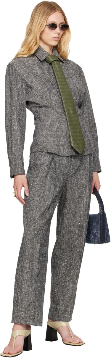 Šál Bottega Veneta Bottega Veneta Intrecciato Leather Tie Zelené | 813612 V2JG0, 2