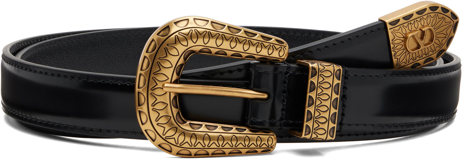 Opasok Valentino VLogo Signature Brushed Calfskin Belt by Valentino Garavani Čierna | 7Y2T0SQ9QBH, 0