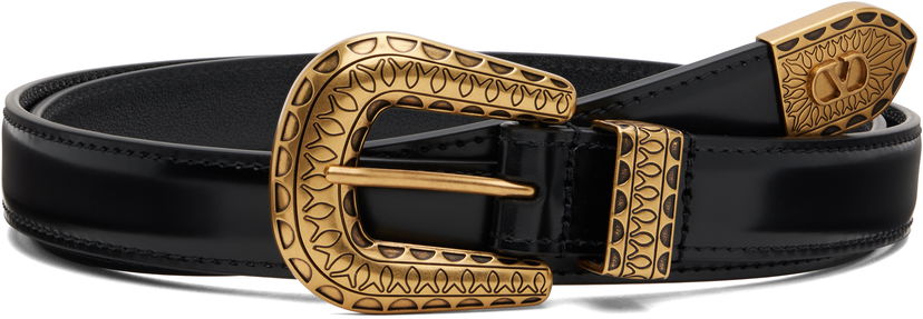 Opasok Valentino VLogo Signature Brushed Calfskin Belt by Valentino Garavani Čierna | 7Y2T0SQ9QBH
