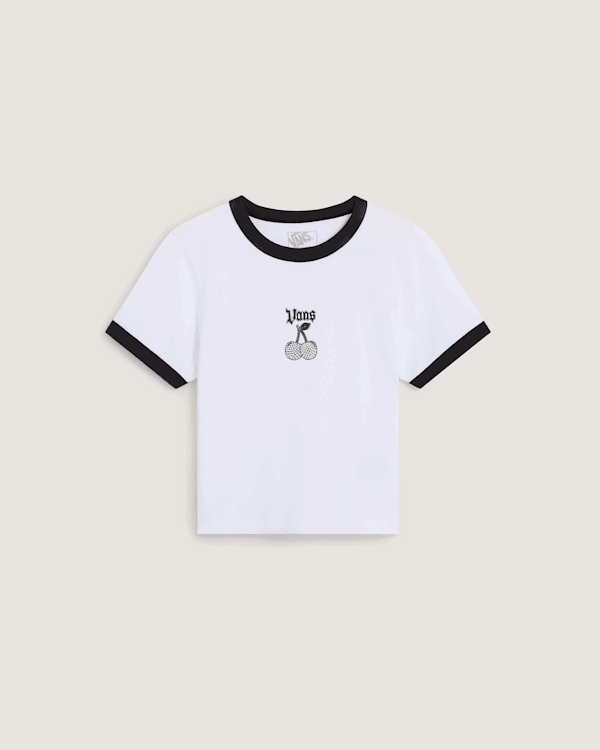 Crop Top Vans Cherry Bom Ringer Tee Biela | VN000WBEWHT, 0