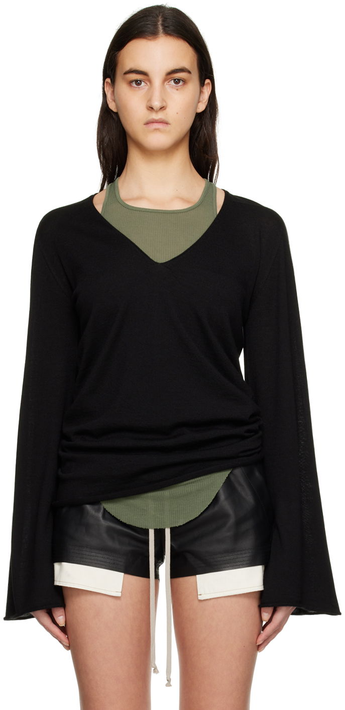 Sveter Rick Owens V-Neck Long Sleeve Sweater Čierna | RP01C5616 M, 0