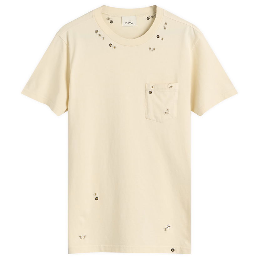 Tričko ISABEL MARANT Isabel Marant Yazrane Pierced T-Shirt Béžová | 25HTS0302FA-C4N05I-23EC