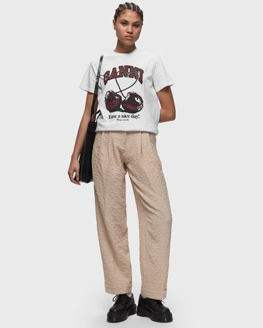 Tričko GANNI Basic Jersey Cherry Relaxed Tee Biela | T3860-151, 1