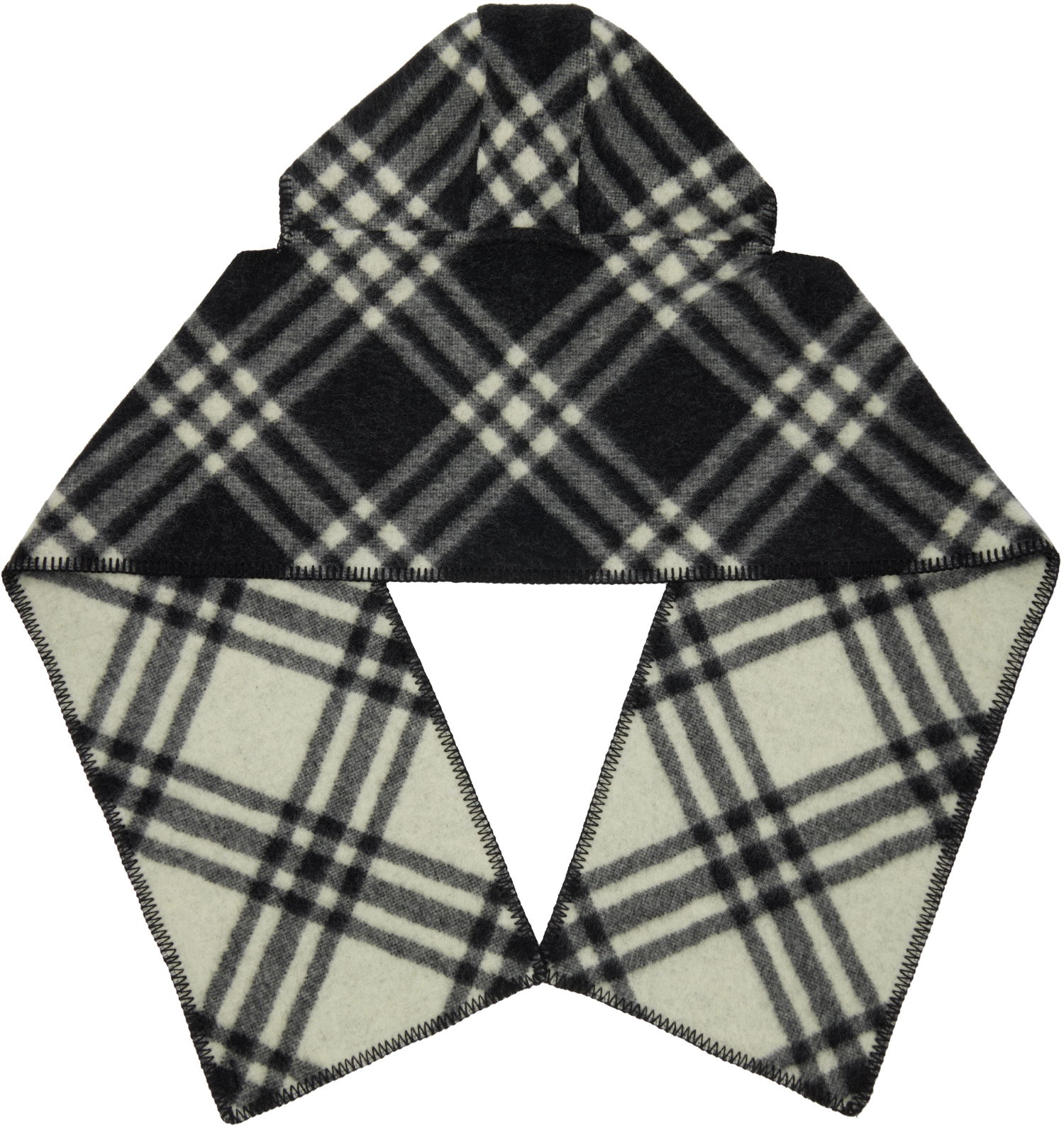 Šál Burberry Burberry Check Hooded Scarf Čierna | 8115260, 1