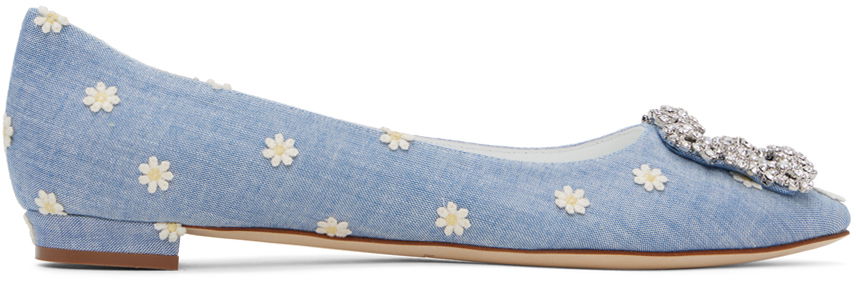 Oblečenie Manolo Blahnik Manolo Blahnik Hangisiflat Daisy Ballerina Flats Modrá | 124-2560-0001, 0