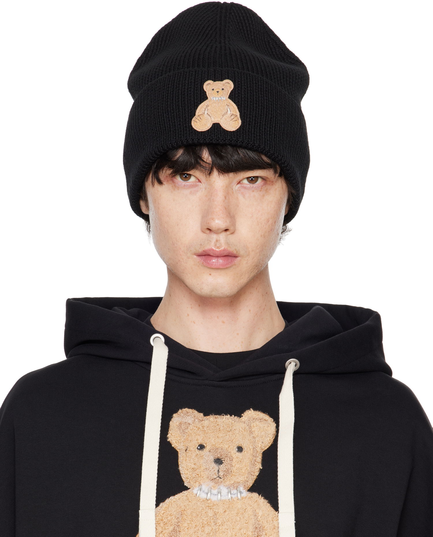 Kulicha Palm Angels Embroidered Bear Beanie Čierna | PMLC030F24KNI0061060, 0
