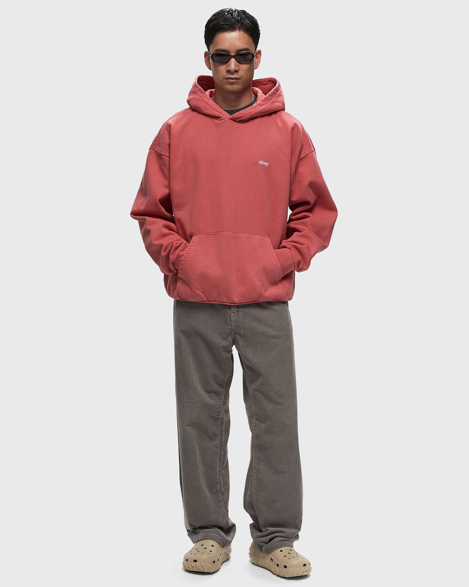 Mikina OBEY Lowercase Pigment Hood Červená | 112470194-MIR, 1