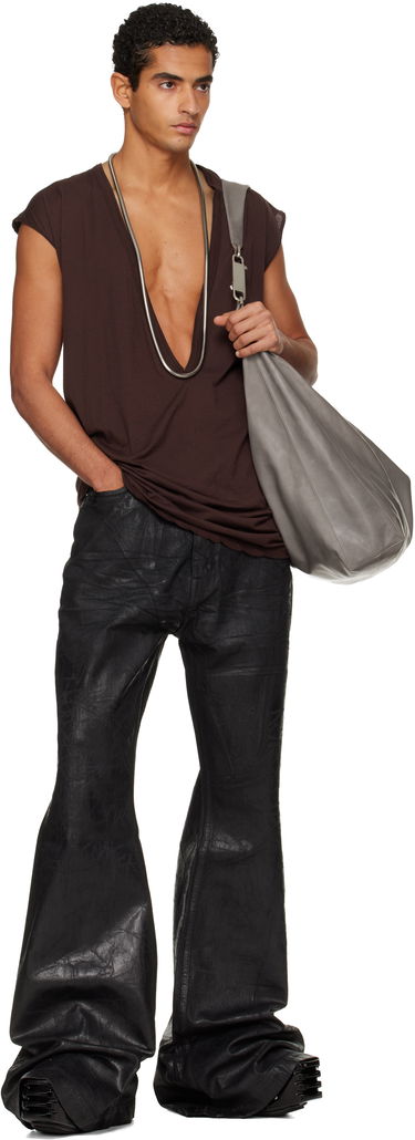 Tričko Rick Owens DRKSHDW Concordians Dylan Deep V-neck T-shirt Hnedá | DU02E7157 BH, 3