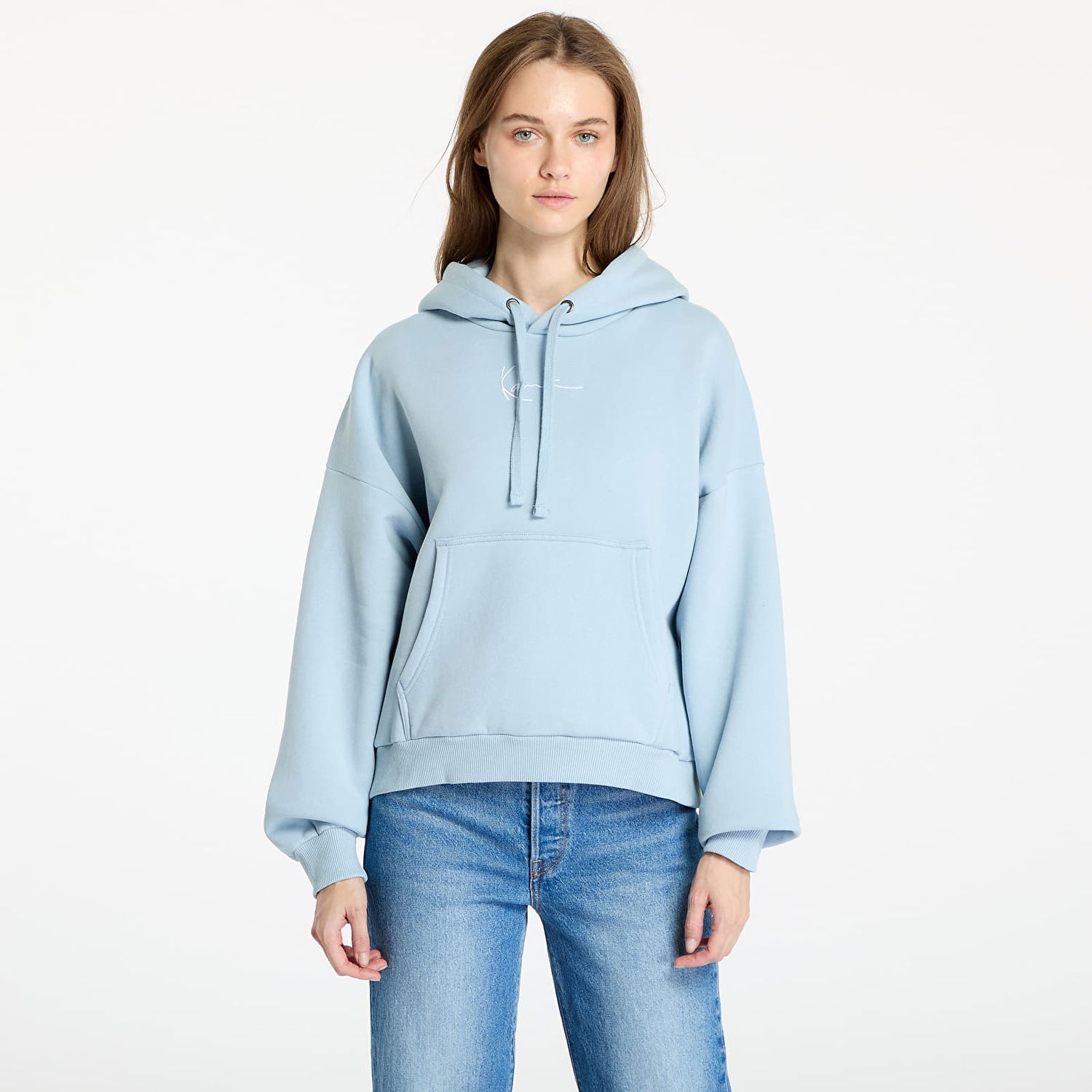 Mikina Karl Kani Small Signature Essential OS Hoodie Light Blue Modrá | KW-HD031-090-30, 0