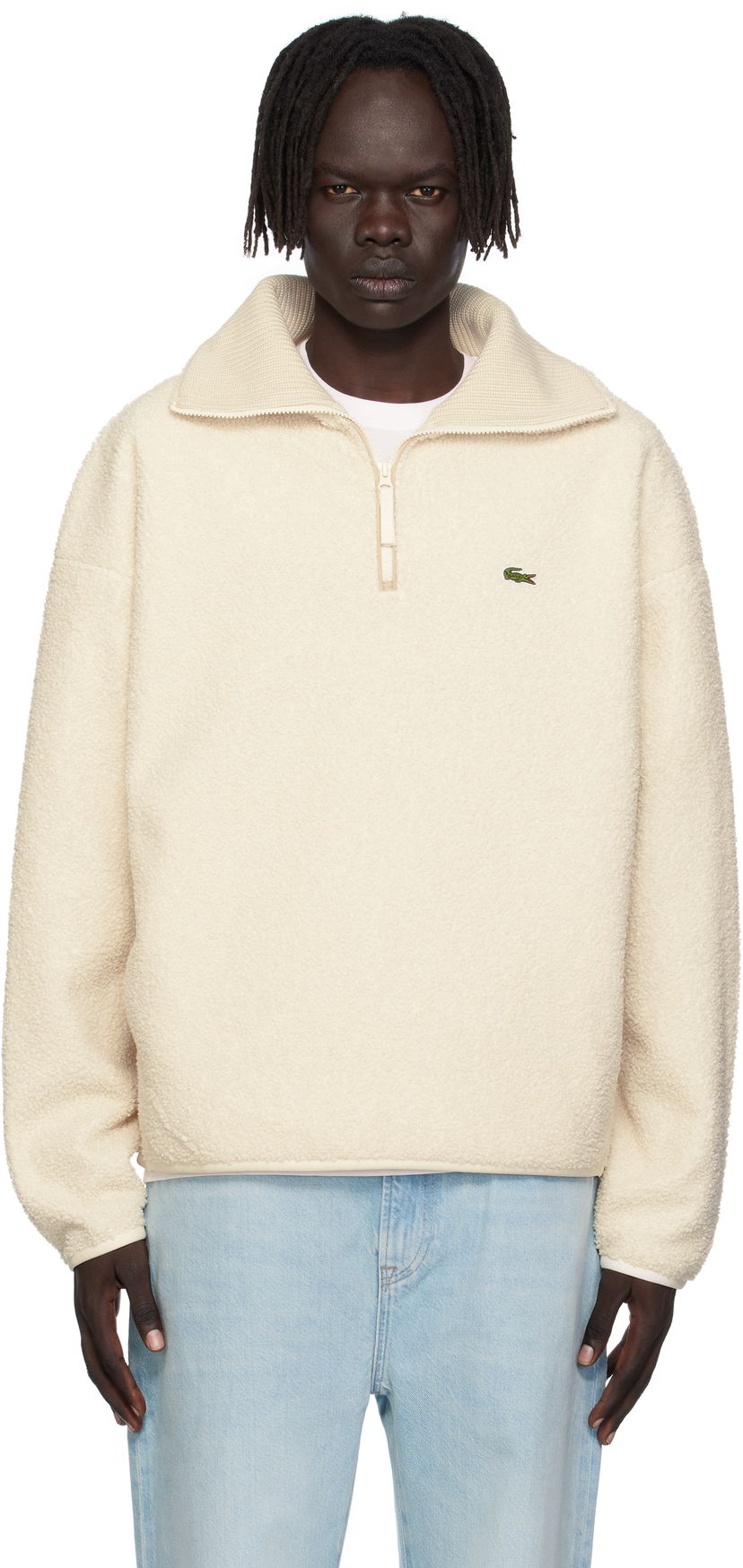 Mikina Lacoste Lacoste High Zipped Neck Sweatshirt Béžová | SH5500_XFJ