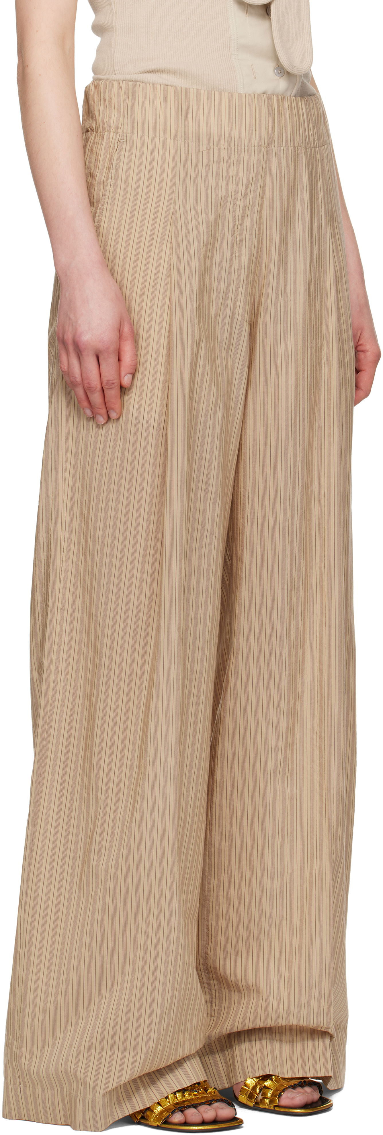 Nohavice Dries Van Noten Dries Van Noten Striped Wide-Leg Trousers Béžová | 251-010909-1524, 1