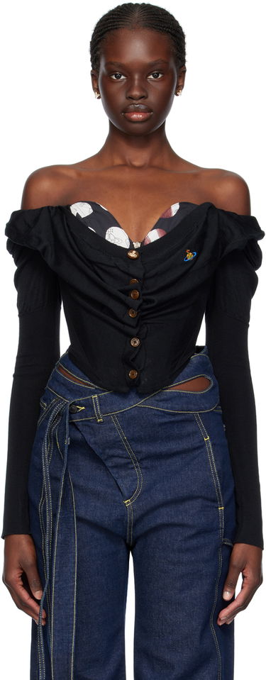 Sveter Vivienne Westwood Vivienne Westwood Bea Off-the-Shoulder Blouse Čierna | 1803002V-Y001A, 0