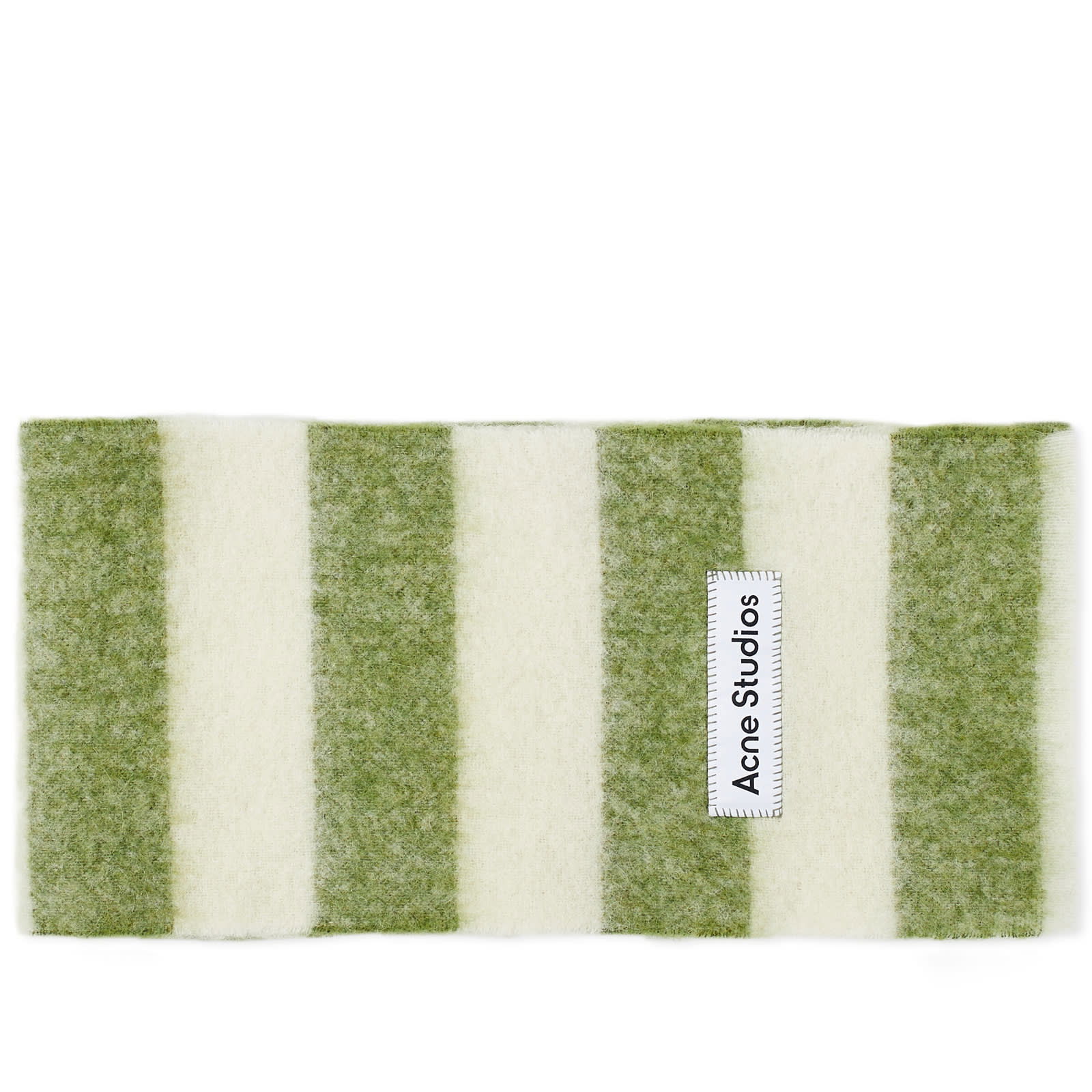 Vally Breton Stripe Scarf Olive Green/White