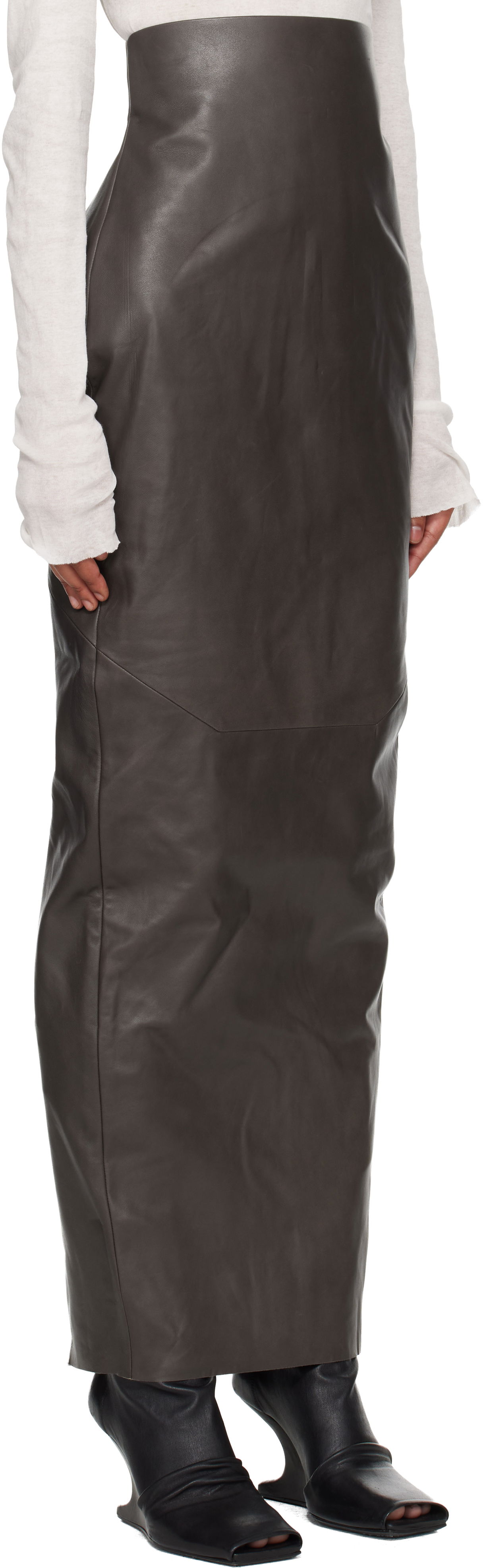 Sukňa Rick Owens Rick Owens Concordians Pillar Leather Maxi Skirt Šedá | RP02E4344 LBY, 1