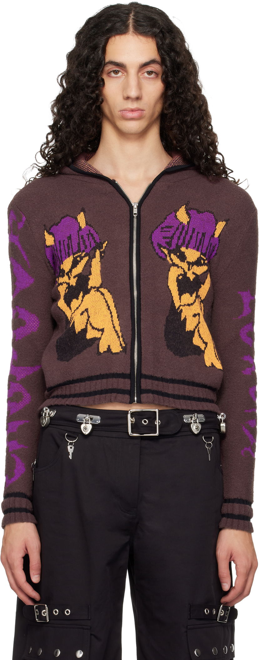 Mikina Chopova Lowena Tammie Jo Graphic Knit Cropped Zip-Up Hoodie Rôznofarebný | 5256