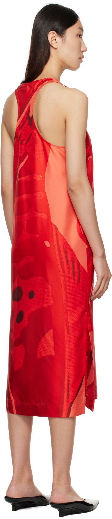 Šaty FERRAGAMO Ferragamo Fish Print Silk Maxi Dress Červená | 783737, 2