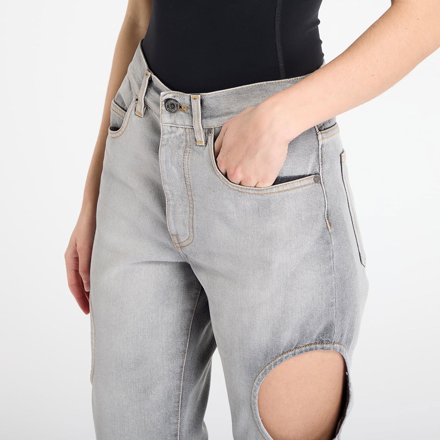 Džínsy Off-White Meteor Cut-Out Straight-Leg Denim Pants Šedá | OWYA06AF25DEN0011200, 1