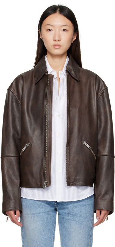 Bunda CALVIN KLEIN Calvin Klein Distressed Leather Biker Jacket Hnedá | 81B530G, 0