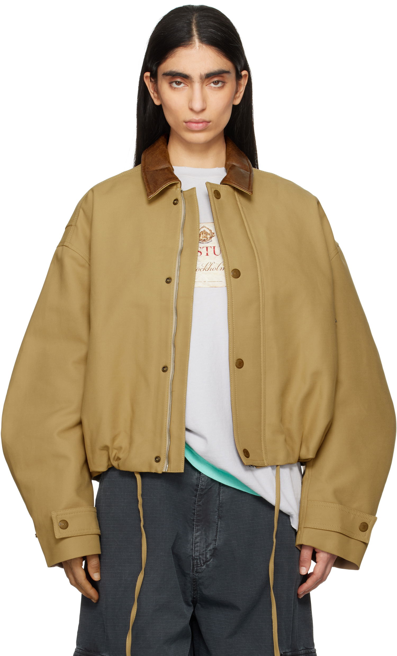 Bunda Acne Studios Acne Studios Double Cotton Twill Jacket Béžová | B90806-, 0