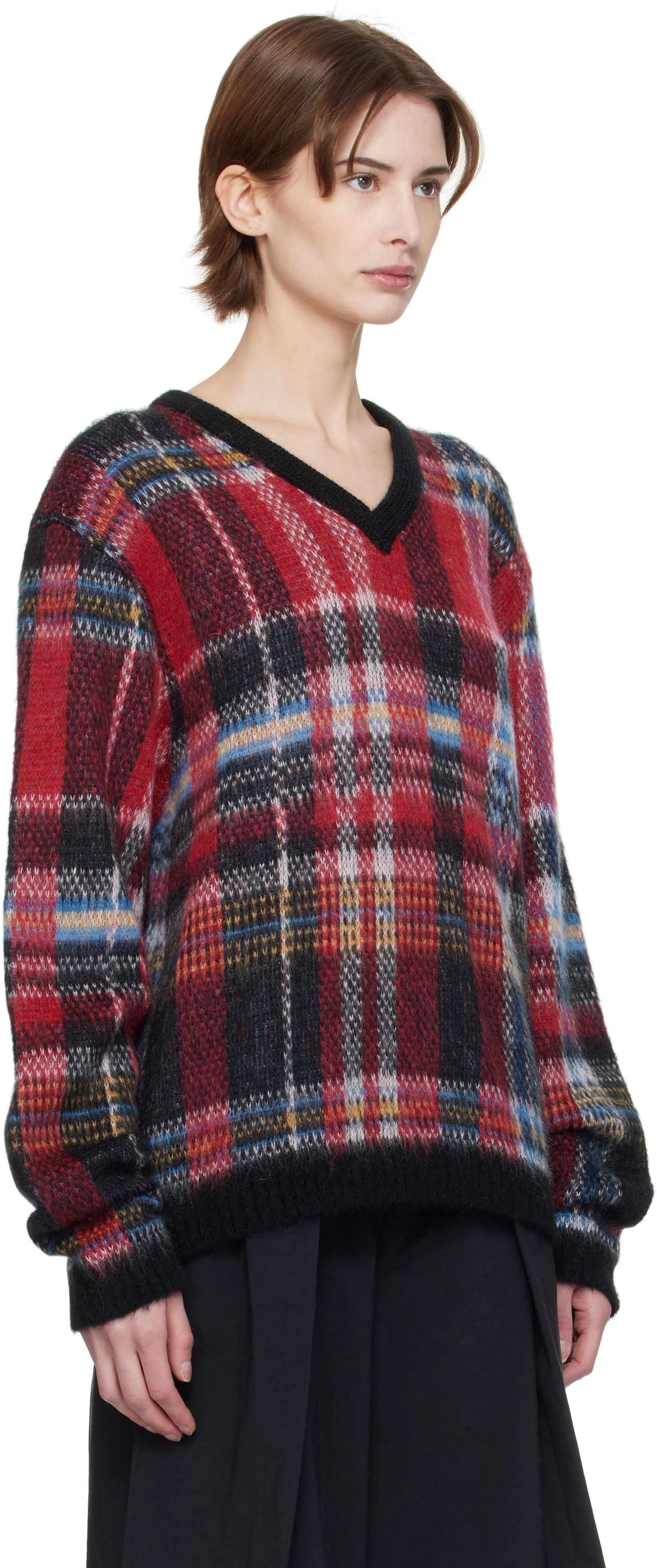 YMC Vertigo Tartan V-Neck Sweater