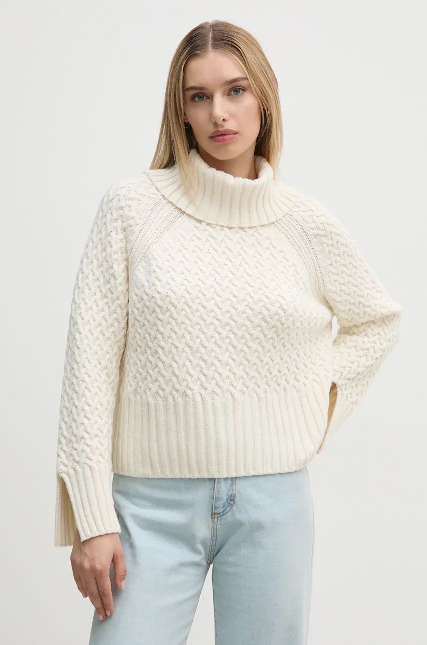 Sveter Barbour Turtleneck Cable Knitted Sweater Biela | LKN1589, 0