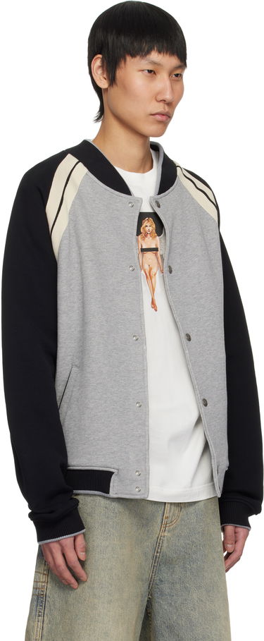 Bomber bunda Palm Angels Palm Angels Varsity Bomber Jacket Šedá | PMEK010S25FAB0010810, 1