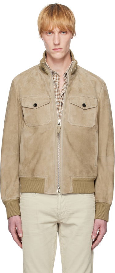 Bomber bunda Tom Ford TOM FORD Chest Pocket Suede Bomber Jacket Béžová | LBS060-LMS020S25, 0