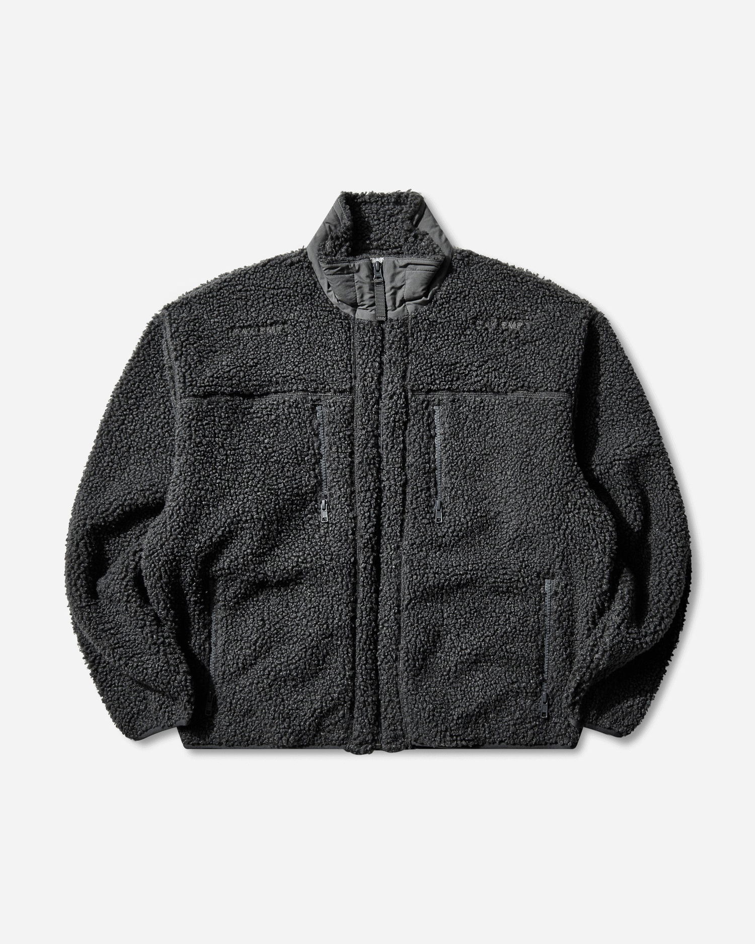 Bunda Cav Empt Stand Collar Boa Fleece Zip Up Jacket with Zippered Pockets Čierna | CES28CS26 GREY, 0