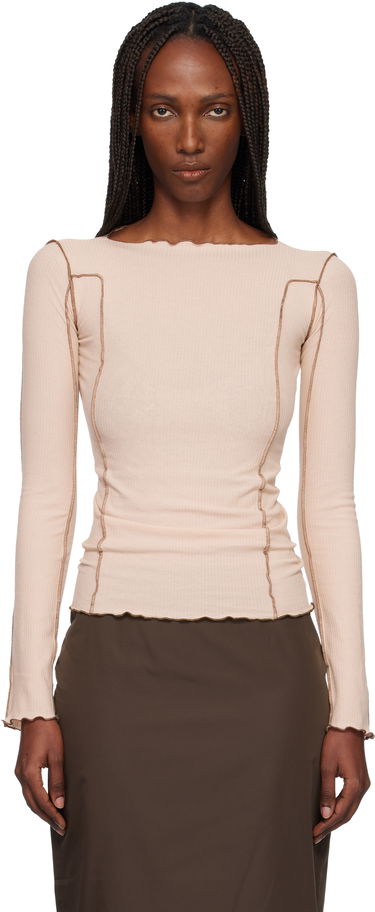 Tričko Baserange Omato Ribbed Exposed Seam Long Sleeve Top Béžová | TTOML-CR-WI25, 0