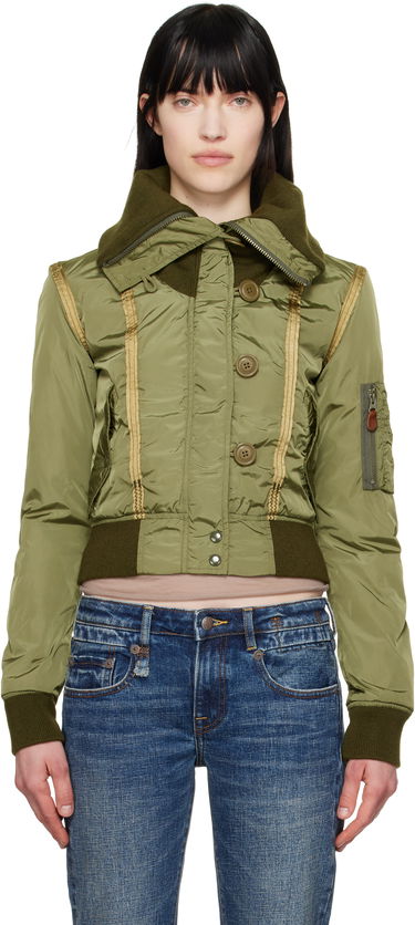 Bomber bunda R13 R13 High Neck N2B Shrunken Bomber Jacket Zelené | R13WR348-R448B, 0
