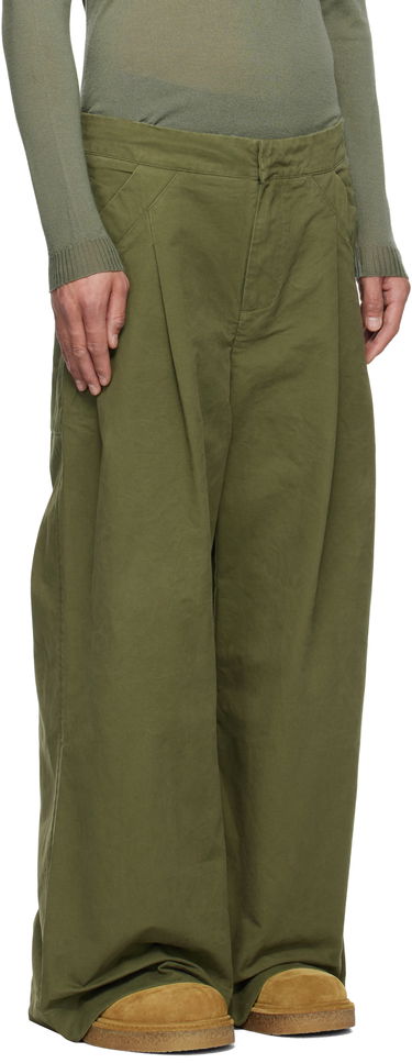 Nohavice Entire Studios Entire Studios Wares Pleated Wide-Leg Trousers Zelené | ESU-S25-3007-AR, 4