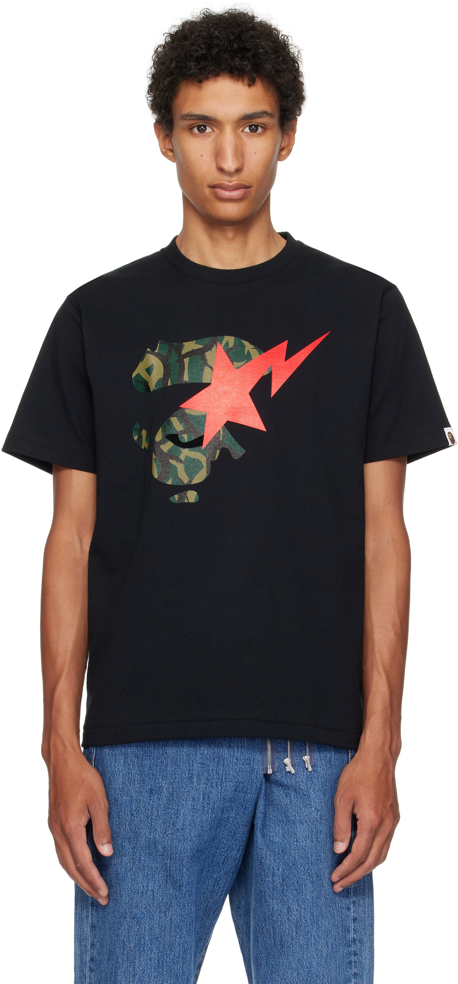 Tričko BAPE Trial Camo Ape Face STA T-Shirt Čierna | 001TEL301035M, 0