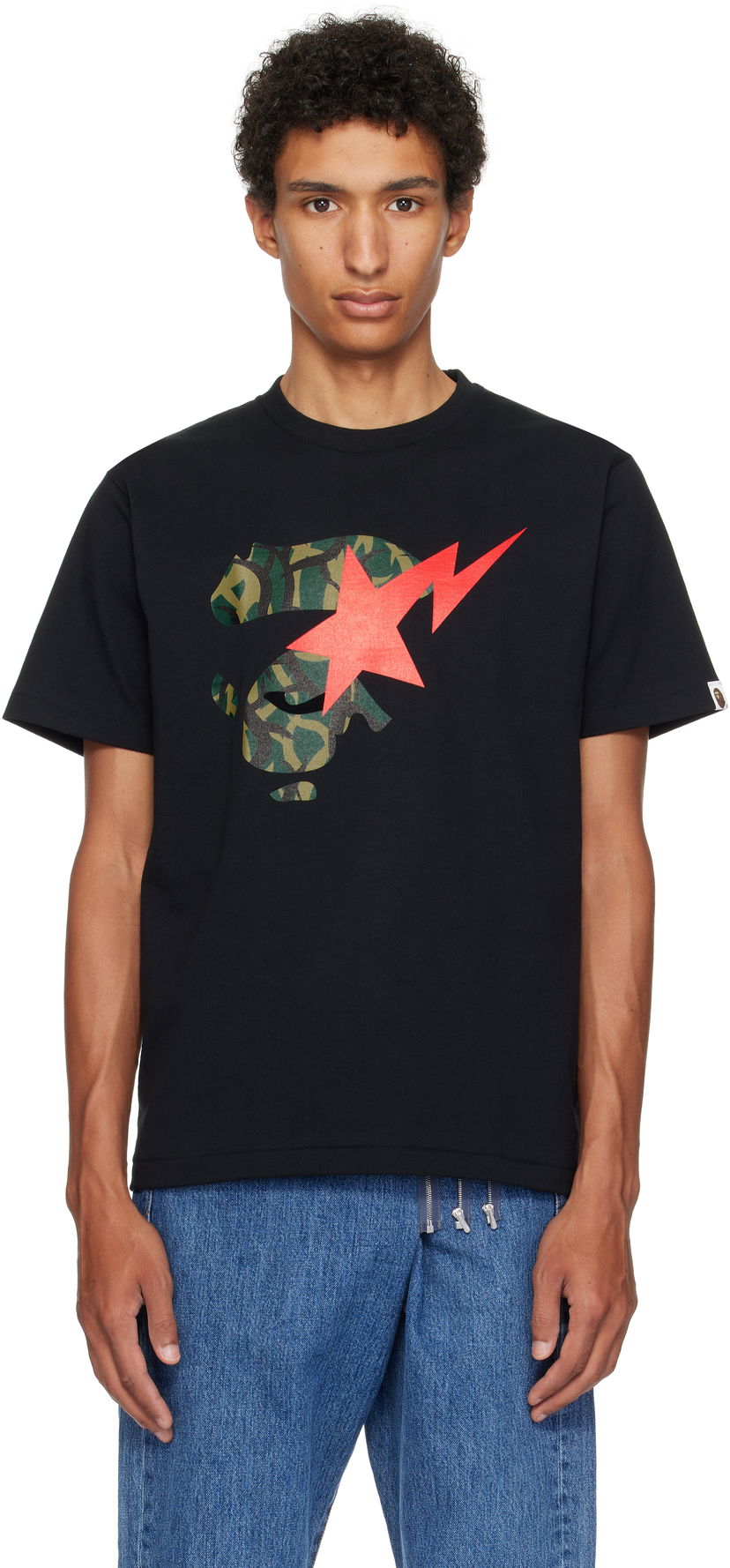 Tričko BAPE Trial Camo Ape Face STA T-Shirt Čierna | 001TEL301035M