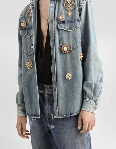 Košeľa Dolce & Gabbana Dolce & Gabbana Bejeweled Denim Shirt Modrá | G5MA1ZG8ME6S9001, 3