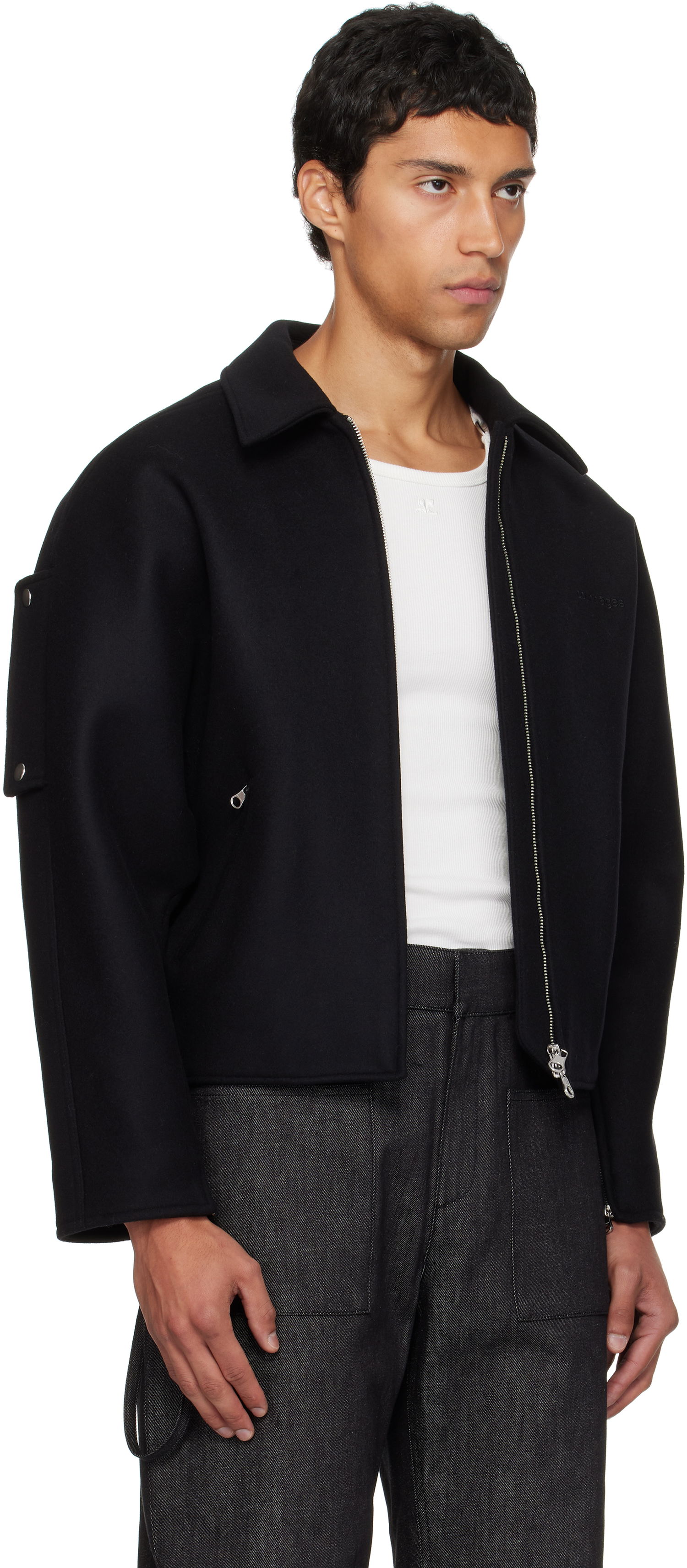 Bomber bunda Courrèges Courrèges Embroidered Wool Bomber Jacket Čierna | 325CBL308WO0118, 1