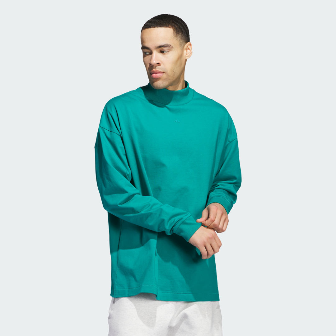 Tričko adidas Performance Basketball Long Sleeve (unisex) Tyrkysová | JE3768, 0