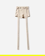 Ribbed Logo Patch Long Strap Shorts