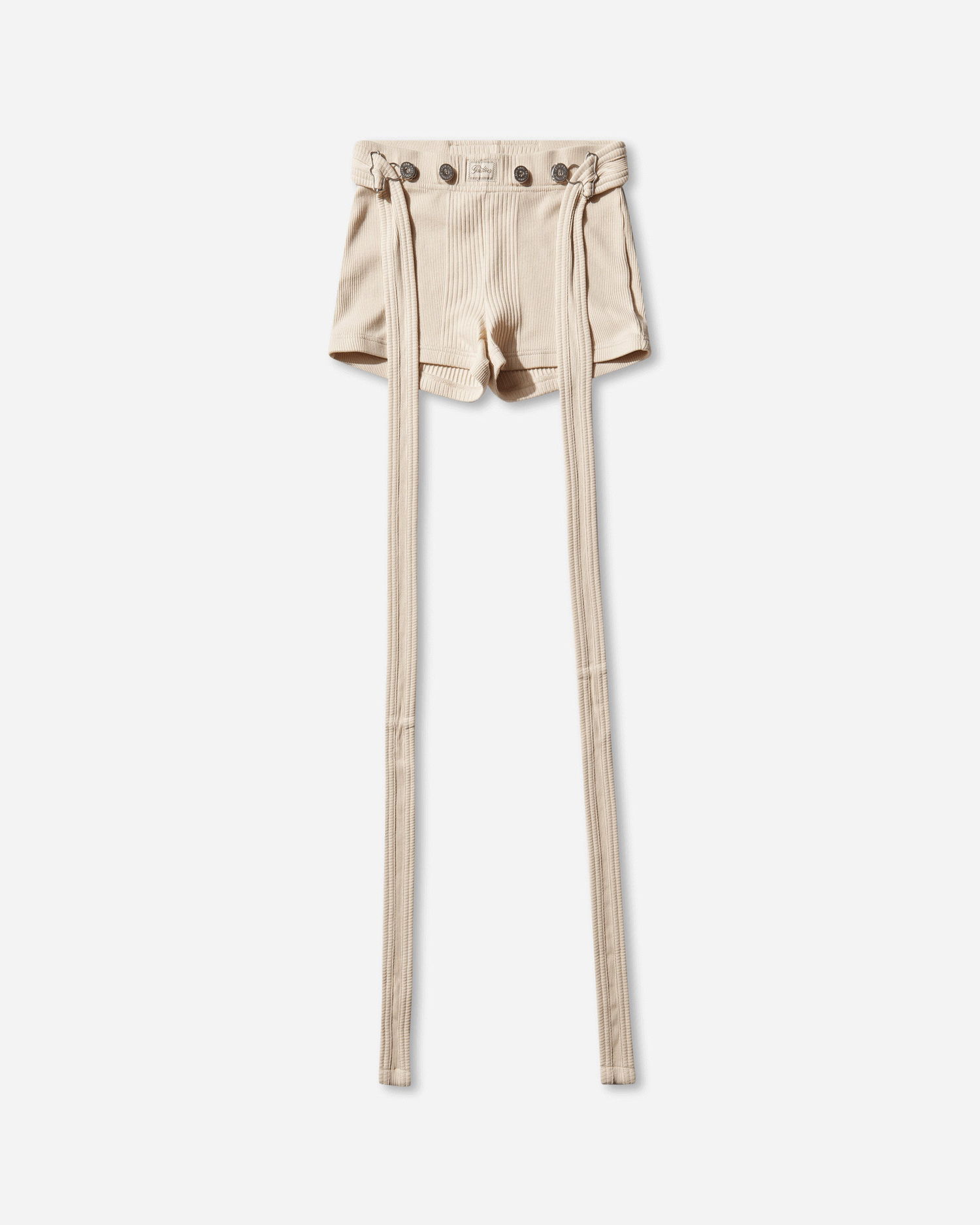 Šortky Jean Paul Gaultier Ribbed Logo Patch Long Strap Shorts Béžová | 26-01-W-TR059-J014 63, 0