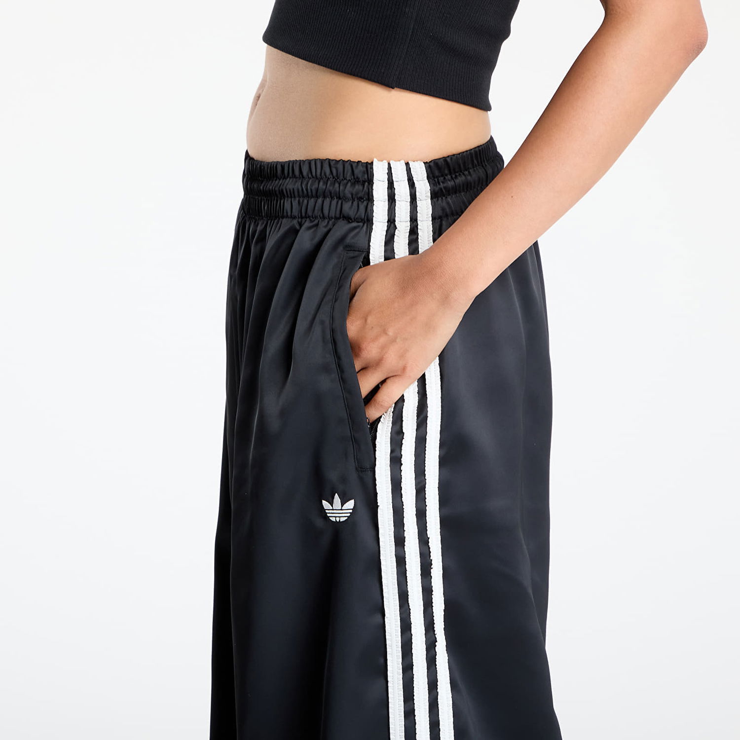 Nohavice adidas Originals Originals Satin Wide Leg Tracksuit Bottoms Čierna | KC8813, 1