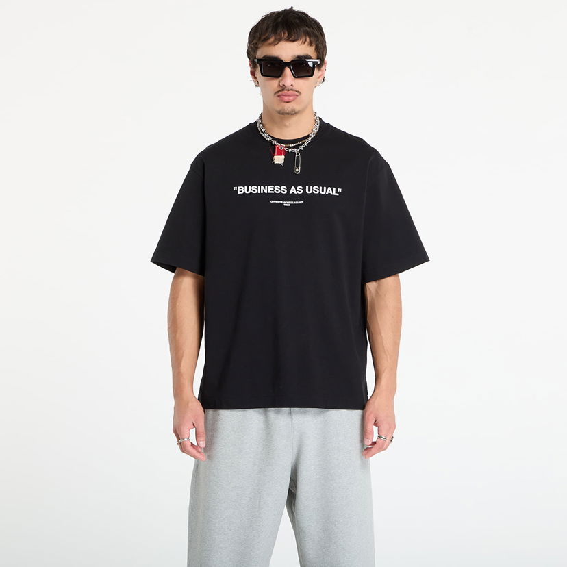 Tričko Off-White Off-White Business Quote Skate Short Sleeve T-Shirt Čierna | OMAA120F25JER0121001