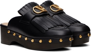 Starostlivosť o obuv Valentino Valentino Garavani VLogo Signature Fringed Calfskin Clogs Čierna | 6W2S0KY6YHJ, 3
