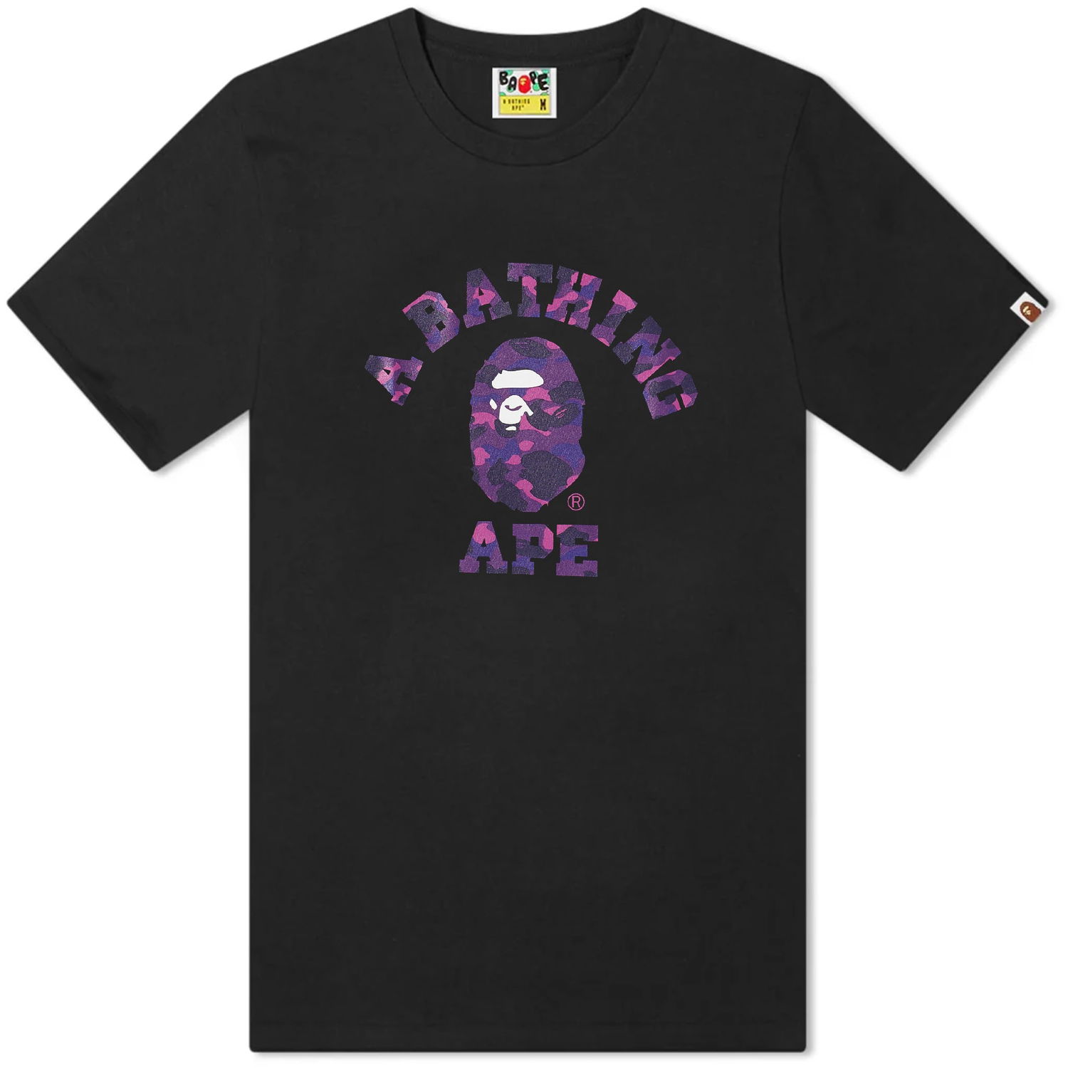 Tričko BAPE Colour Camo College T-Shirt Black/Purple Čierna | 001TEJ301013M-BLKPPL, 0